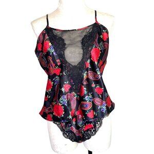 Delicates Panties Camisole Set Womens Medium M Vintage High Cut Paisley Rose